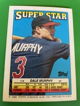 1988 Topps Stickers Backs (No Sticker) #18 Dale Murphy