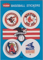 1989 Fleer Stickers 4 on 1 #NNO Angels|Orioles|Red Sox|White Sox