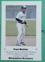 1985 Team Issue Milwaukee Brewers Police #NNO Paul Molitor
