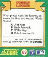 1991 Score World Series Trivia (Green Backs) #63 Q&