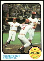 1973 Topps Base Set #202 N.L. Playoffs Foster's Run Decides It|George Foster|Alex Grammas|Pete Rose