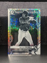 2021 Bowman Chrome Prospects Black & White Mini-Diamond Refractor #BCP-215 Milkar Perez