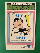 1972 Fleer Famous Feats #12 Rudy York
