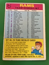 1974 Topps Team Checklists #13 Los Angeles Rams