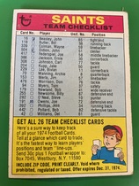 1974 Topps Team Checklists #17 New Orleans Saints