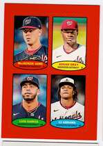 2023 Topps Heritage High Number 1974 Topps Baseball Stamps Red #74S-37 MacKenzie Gore|Josiah Gray|Luis Garcia|CJ Abrams