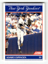 1990 Score Yankees Nat West #4 Alvaro Espinoza