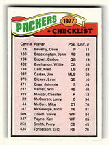 1977 Topps Base Set #210 Packers Checklist