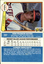 1982 Donruss Base Set #237 Von Hayes