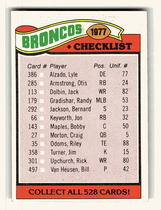1977 Topps Base Set #208 Broncos Checklist