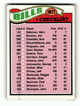 1977 Topps Base Set #203 Bills Checklist