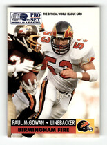 1991 Pro Set WLAF Inserts #WL7 Paul McGowan