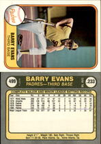 1981 Fleer Base Set #499 Barry Evans