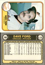 1981 Fleer Base Set #192 Dave Ford