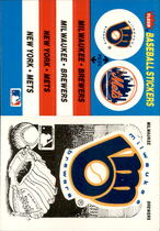 1987 Fleer Stickers 2 on 1 Team Logo Back #NNO Milwaukee Brewers|New York Mets