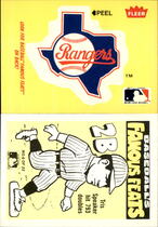1986 Fleer Team Stickers Large Team Logo Famous Feats #6 Rangers