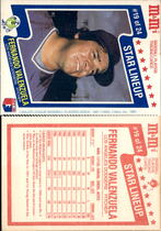 1987 M & Ms Star Lineup #19 Fernando Valenzuela