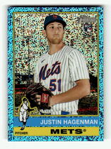 2025 Topps Heritage High Number Chrome Light Blue Sparkle Refractor #596 Justin Hagenman