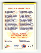1992 Pacific Checklists #4 Checklist Inserts