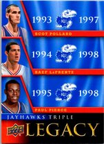2013 Upper Deck Kansas Jayhawk Legacy Trios #JLT4 Paul Pierce|Raef Lafrentz|Scot Pollard