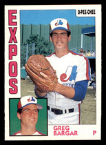 1984 O-Pee-Chee OPC Base Set #292 Greg Bargar