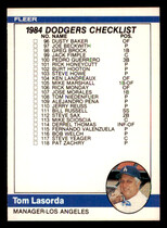 1984 Fleer Base Set #651 Checklist-T.Lasorda