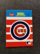 1986 Fleer Mini Logo Stickers Stripes Blank Back #NNO Chicago Cubs
