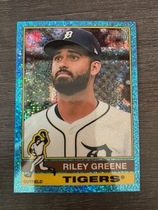 2025 Topps Heritage Chrome Light Blue Sparkle Refractor #54 Riley Greene