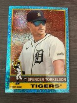 2025 Topps Heritage Chrome Light Blue Sparkle Refractor #81 Spencer Torkelson