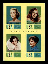2014 Panini Golden Age Star Stamps #18 Claudette Colbert|Jacqueline Kennedy|Kelly|Rita Hayworth
