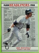 1988 Fleer Headliners #1 Don Mattingly