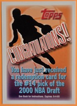2000 Topps Draft Pick Unredeemed Redemption #14 Mateen Cleaves