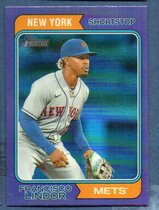 2023 Topps Heritage Chrome Purple Hot Box Refractor #401 Francisco Lindor