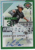 2024 Panini Prospect Edition Holo Prospect Ticket Signatures Green #64 Christian Oppor
