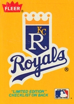 1986 Fleer Box Panels #1 Checklist|Royals Logo