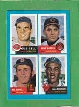 1992 Topps Bazooka Quadracard 53 Archives #14 Gus Bell|Mike Garia|Mel Parnell|Jackie Robinson