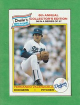 1986 Drakes #36 Fernando Valenzuela