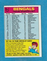 1974 Topps Team Checklists #5 Cincinnati Bengals