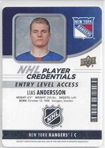 2018 Upper Deck MVP NHL Player Credentials Entry Level #NHL-LA Lias Andersson