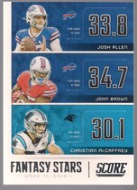 2020 Score Fantasy Stars #11 Christian Mccaffrey|John Brown|Josh Allen