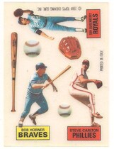 1984 Topps Rub Downs #10 Bob Horner|Steve Carlton|Dan Quisenberry