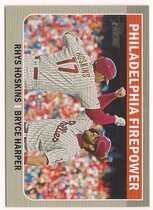 2019 Topps Heritage High Number Combo Cards #CC-2 Bryce Harper|Rhys Hoskins