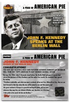 2001 Topps American Pie Relics #PAPM2 Berlin Wall|John F. Kennedy