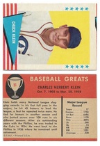 1961 Fleer Base Set #51 Chuck Klein