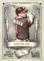 2021 Topps Allen & Ginter Historic Hits #HH-50 Ryan Zimmerman