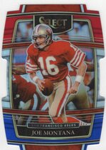 2021 Panini Select Red & Blue Die-Cut Prizm #36 Joe Montana