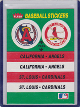 1988 Fleer Stickers 2 on 1 Stadium Back #NNO California Angeles|St. Louis Cardinals