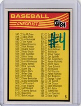 1984 Donruss Base Set #CL6 Checklist 547-651