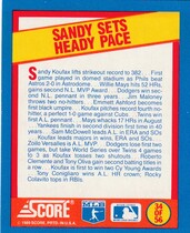 1989 Score A Year to Remember Magic Motion Trivia #34 Sandy Koufax