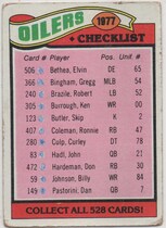 1977 Topps Base Set #211 Oilers Checklist